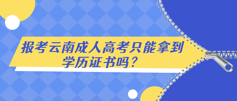 学历提升函授：报考云南成人高考只能拿到学历证书吗？